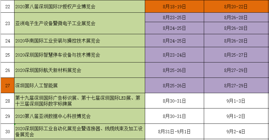 深圳會展中心2020年展會排期表03