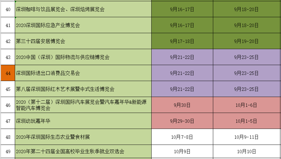 深圳會展中心2020年展會排期表05